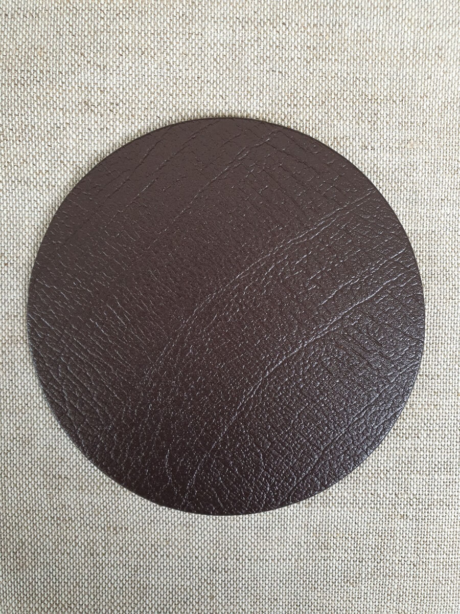 Brown Bonded Leather Coaster 10cm round (Sale Item)
