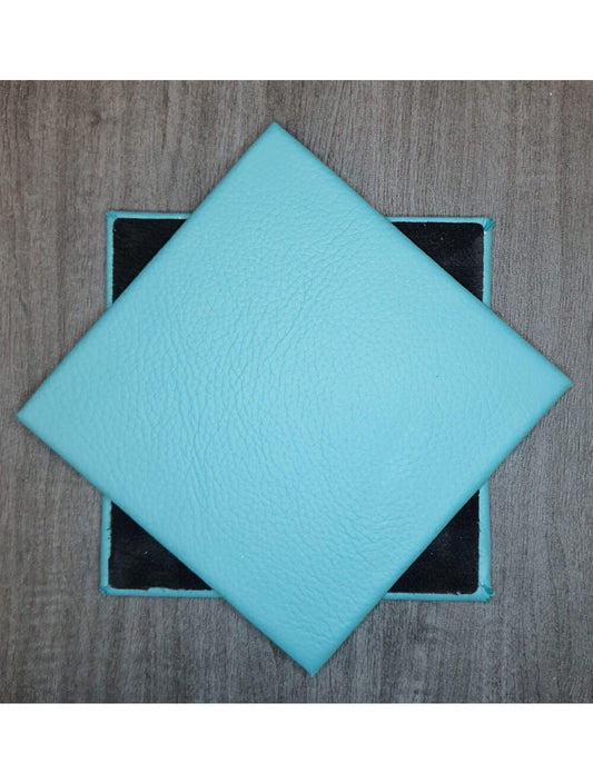 Dark Teal Shelly Leather Coaster- 10 cm Sq (salgsvare)