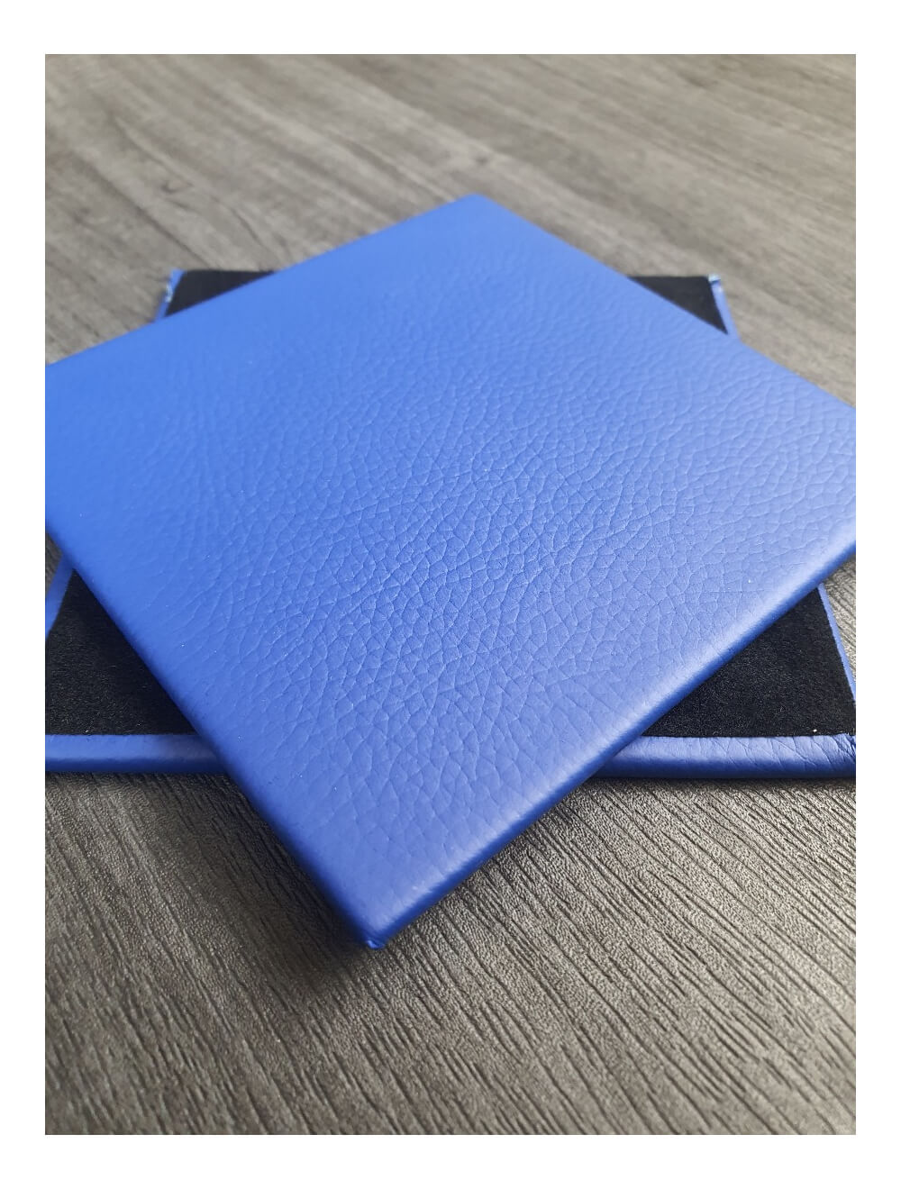 Djup Ultramarine Shelly Leather Coaster- 10cm SQ (Sale Item)
