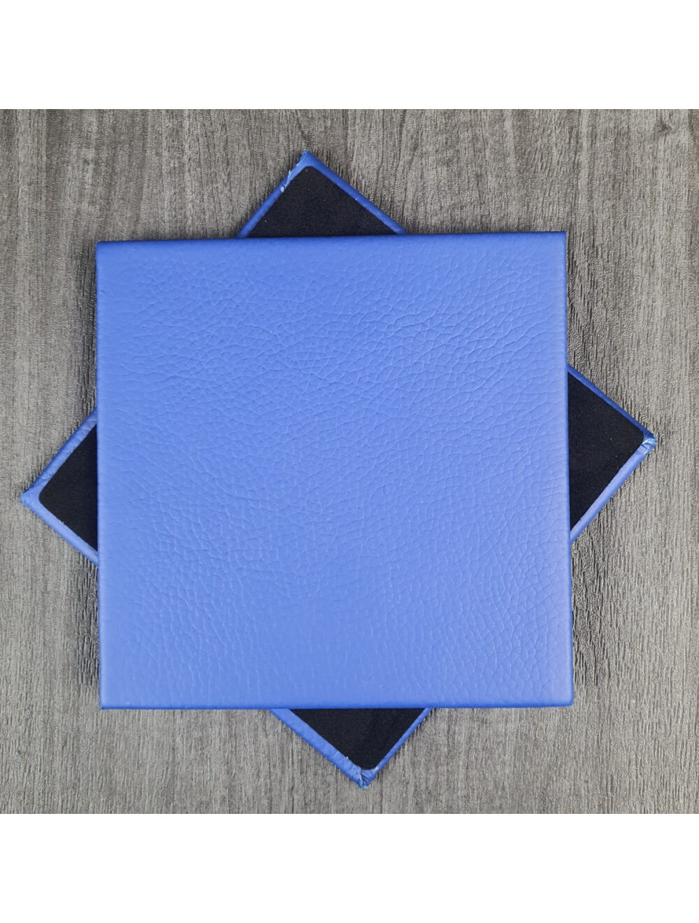 Djup Ultramarine Shelly Leather Coaster- 10cm SQ (Sale Item)