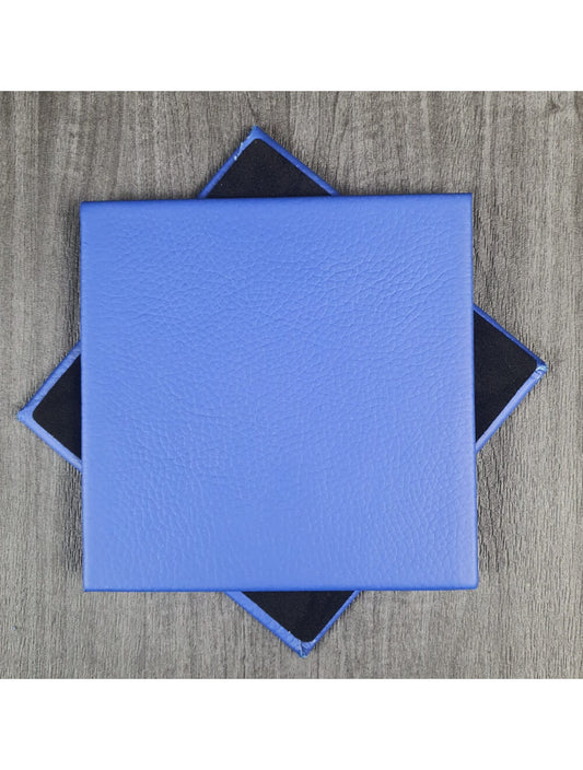 Deep Ultramarine Shelly Leather Coaster- 10cm Sq (sale item)