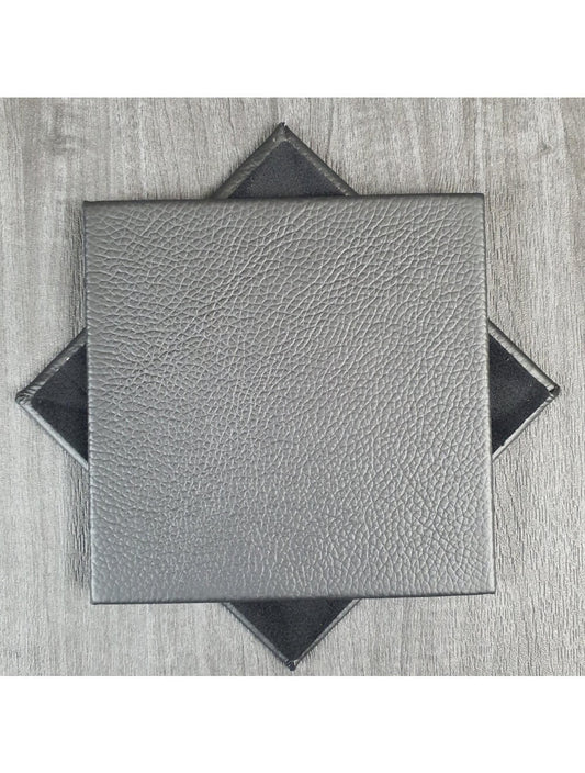 Svart Shelly Leather Coaster- 10cm SQ (Sale Item)