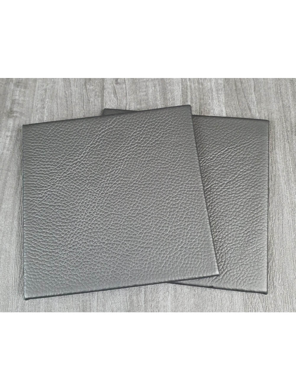 Black Shelly Leather Coaster- 10 cm Sq (salgsvare)
