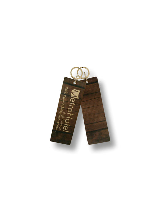 Chocolade houten sleutelhangers